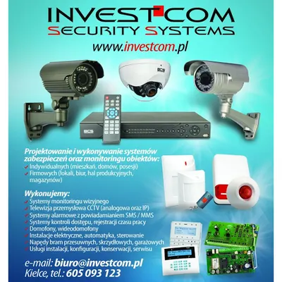 INVESTCOM Alarmy Kamery Monitoring Automatyka Napędy Bramy Serwis Kielce